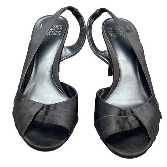 Mootsies Tootsies Vintage 90s Black Slingback Peep Toe Sandal Women 7.5 - Picture 2 of 8